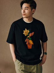 ウォーターカラープランツプリントTシャツ