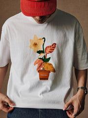 ウォーターカラープランツプリントTシャツ