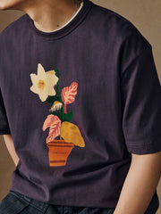 ウォーターカラープランツプリントTシャツ