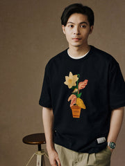 ウォーターカラープランツプリントTシャツ