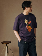 ウォーターカラープランツプリントTシャツ