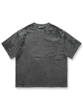 古法草木染めでグレーに染色された半袖Tシャツの前面が見える商品画像