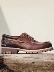 トリプルアイレットレザーボートシューズ