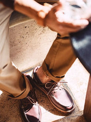 トリプルアイレットレザーボートシューズ