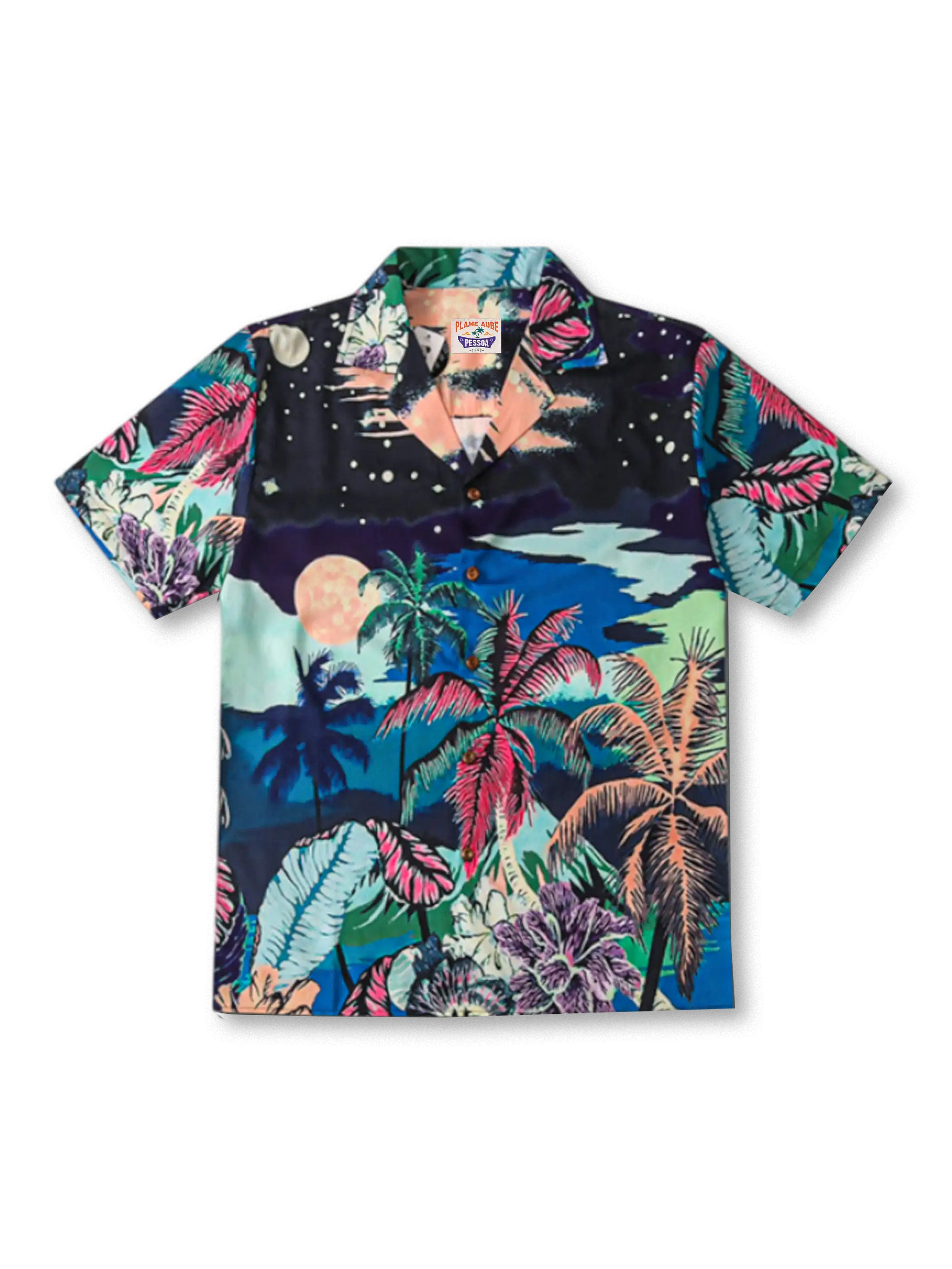トロピカルナイトハワイアンシャツ ブラックベース