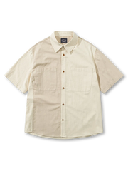 ツートーンパネル切り替えが映えるクラシックショートスリーブシャツ