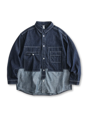 パネル切り替えとフラップポケットが特徴のヴィンテージデニムシャツ