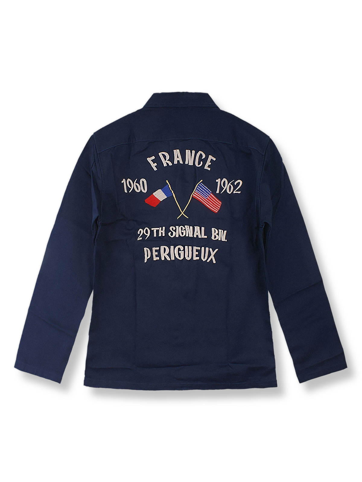 二色刺繍入りキャンバスワークシャツ