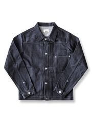 506XX Type1 ヘビーユーズドヴィンテージデニムジャケット、クラシックな五つボタンとウォッシュ加工のヴィンテージ風を展示