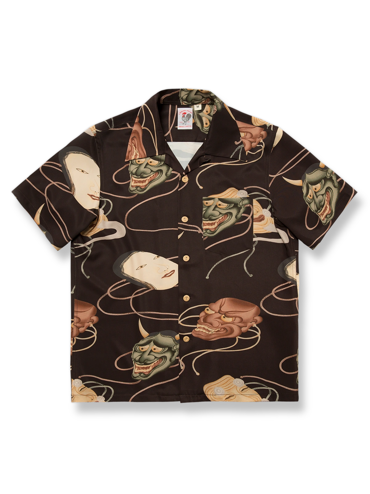 浮世絵柄プリントのテンセルポリ混紡アロハシャツ