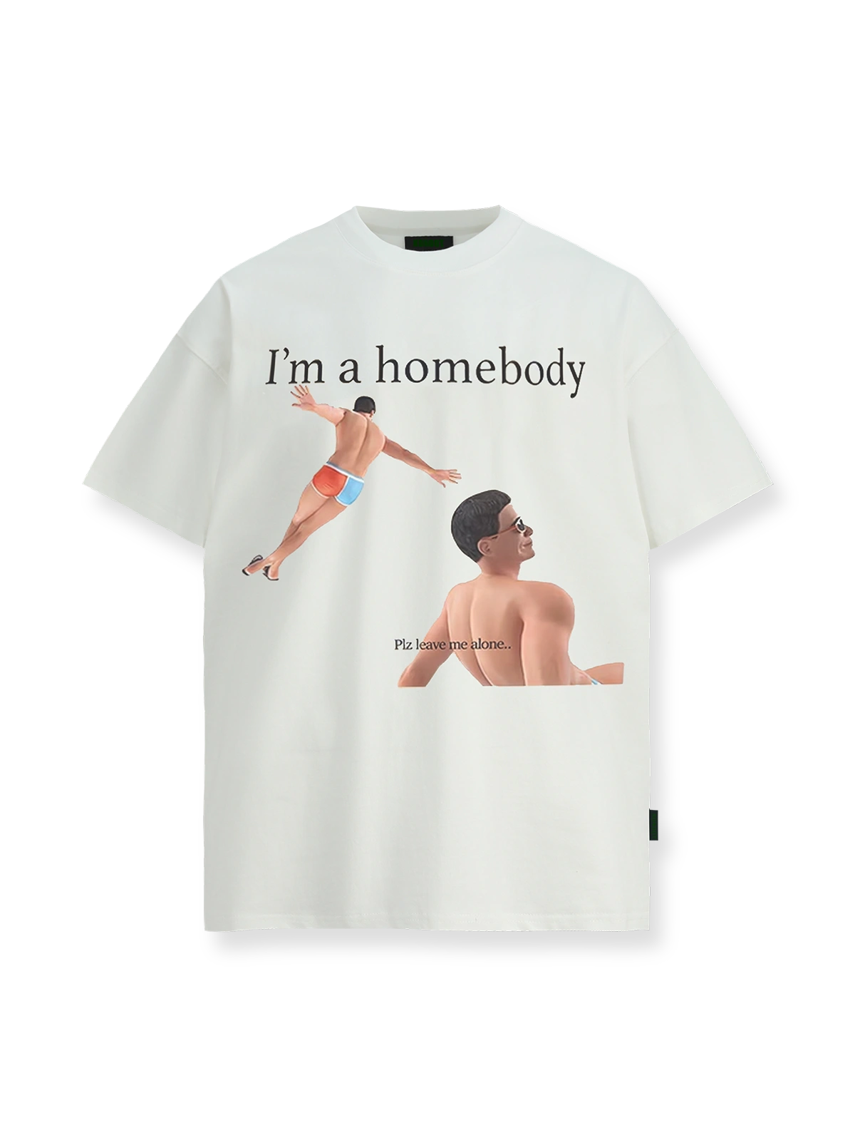 ユーモアメッセージが特徴のプリント半袖Tシャツ