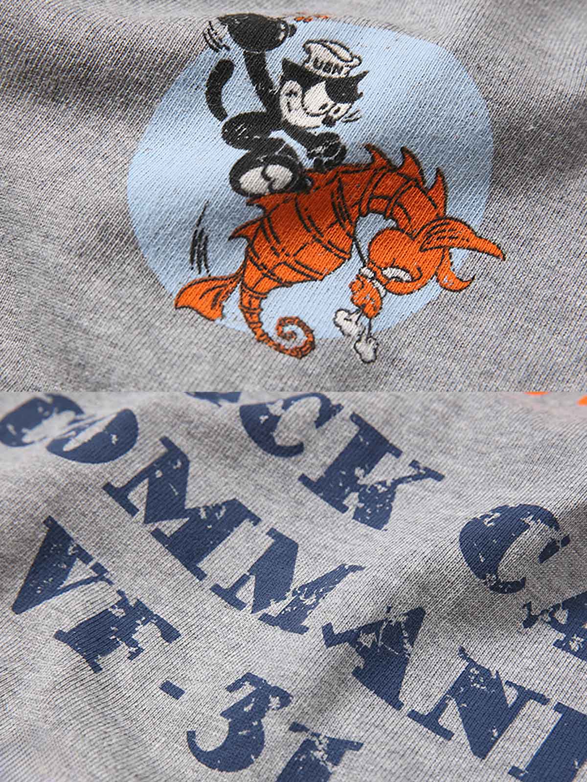 U.S.NAVY VF-31中隊のフェリックス猫ヴィンテージポケット半袖Tシャツのプリントのディテール