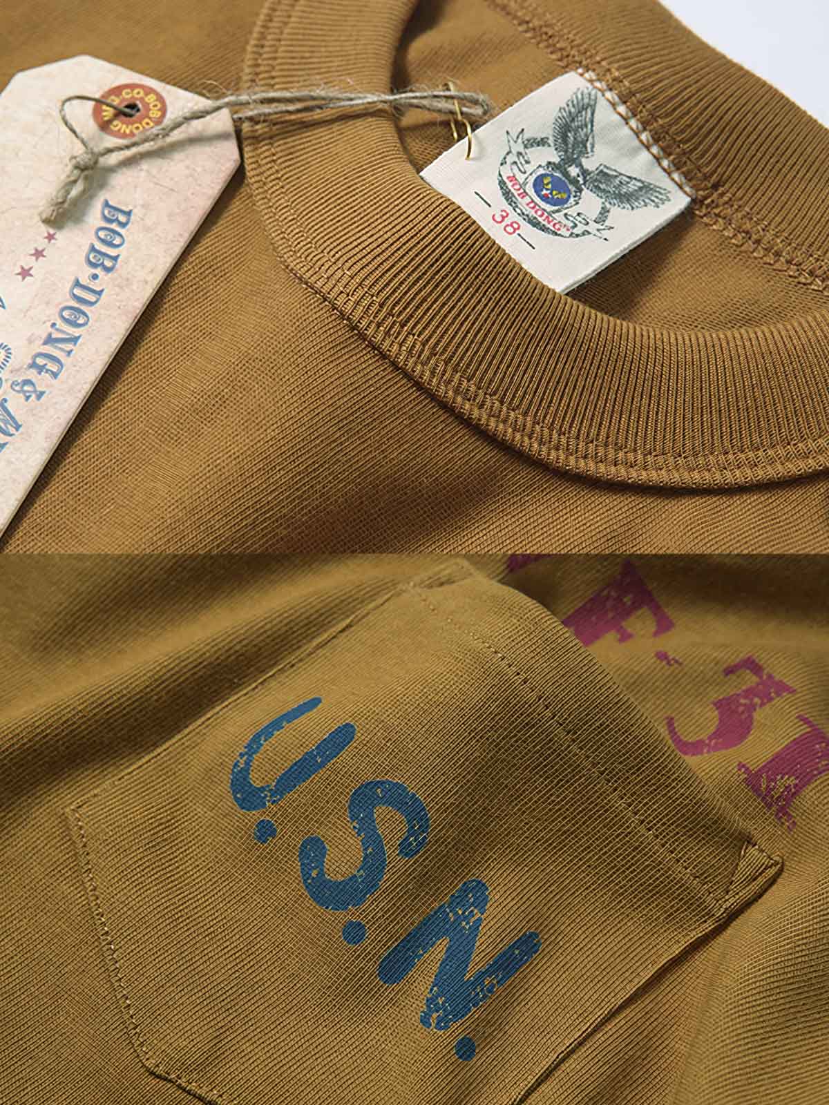 U.S.NAVY VF-31中隊のフェリックス猫ヴィンテージポケット半袖Tシャツのプリントのディテール