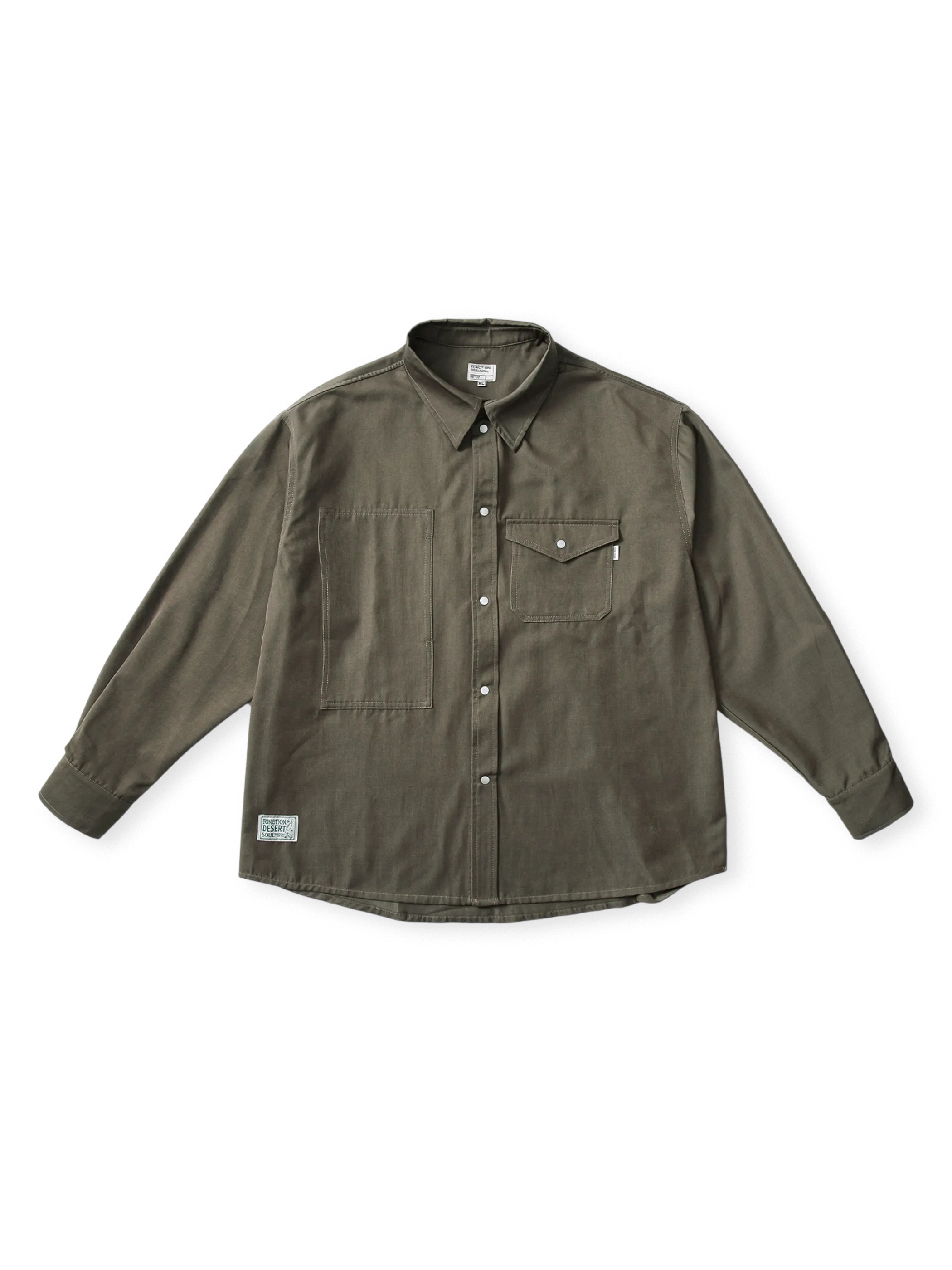 1930年代米軍作業シャツ原型の30/60混紡生地使用クラシックシャツ。側面開口ポケットとYKK五爪扣付き。