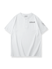 USAFポケット付き半袖ヘンリーネックTシャツ