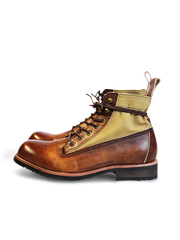 職人のカラーラビング技術による自然なユーズド感と軽量コンビ素材の快適レザーブーツ