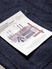 詳細画像:オーバーオールのディテール図(マリンサスペンダーバックル、YKKジッパー、ウッドグレイン樹脂ボタンなど)