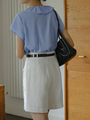 Vネック フリルスリーブ ブラウス