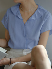 Vネック フリルスリーブ ブラウス