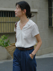 Vネック フリルスリーブ ブラウス