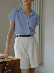 Vネック フリルスリーブ ブラウス