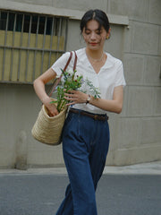 Vネック フリルスリーブ ブラウス