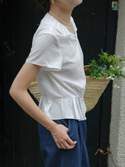 Vネック フリルスリーブ ブラウス