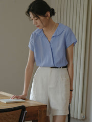 Vネック フリルスリーブ ブラウス