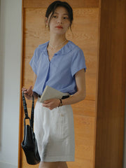 Vネック フリルスリーブ ブラウス