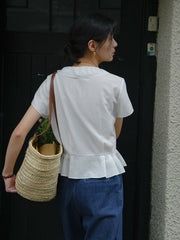 Vネック フリルスリーブ ブラウス