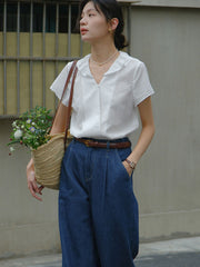 Vネック フリルスリーブ ブラウス