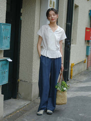 Vネック フリルスリーブ ブラウス