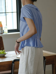 Vネック フリルスリーブ ブラウス