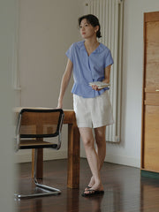 Vネック フリルスリーブ ブラウス