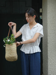 Vネック フリルスリーブ ブラウス