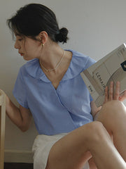 Vネック フリルスリーブ ブラウス