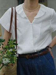 Vネック フリルスリーブ ブラウス