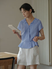 Vネック フリルスリーブ ブラウス