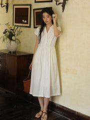 Vネックウエスト シンチングロングドレス