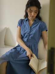 Vネックウエスト シンチングロングドレス