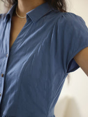 Vネックウエスト シンチングロングドレス