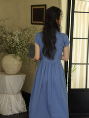 Vネックウエスト シンチングロングドレス