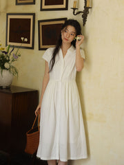 Vネックウエスト シンチングロングドレス