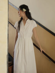 Vネックウエスト シンチングロングドレス