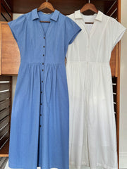 Vネックウエスト シンチングロングドレス