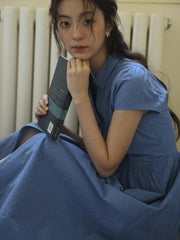 Vネックウエスト シンチングロングドレス