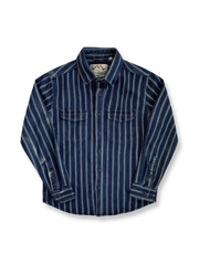 縦縞柄のヴィンテージ加工デニムシャツ