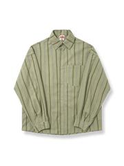 バーティカルストライプ柄の長袖リラックスフィットシャツ