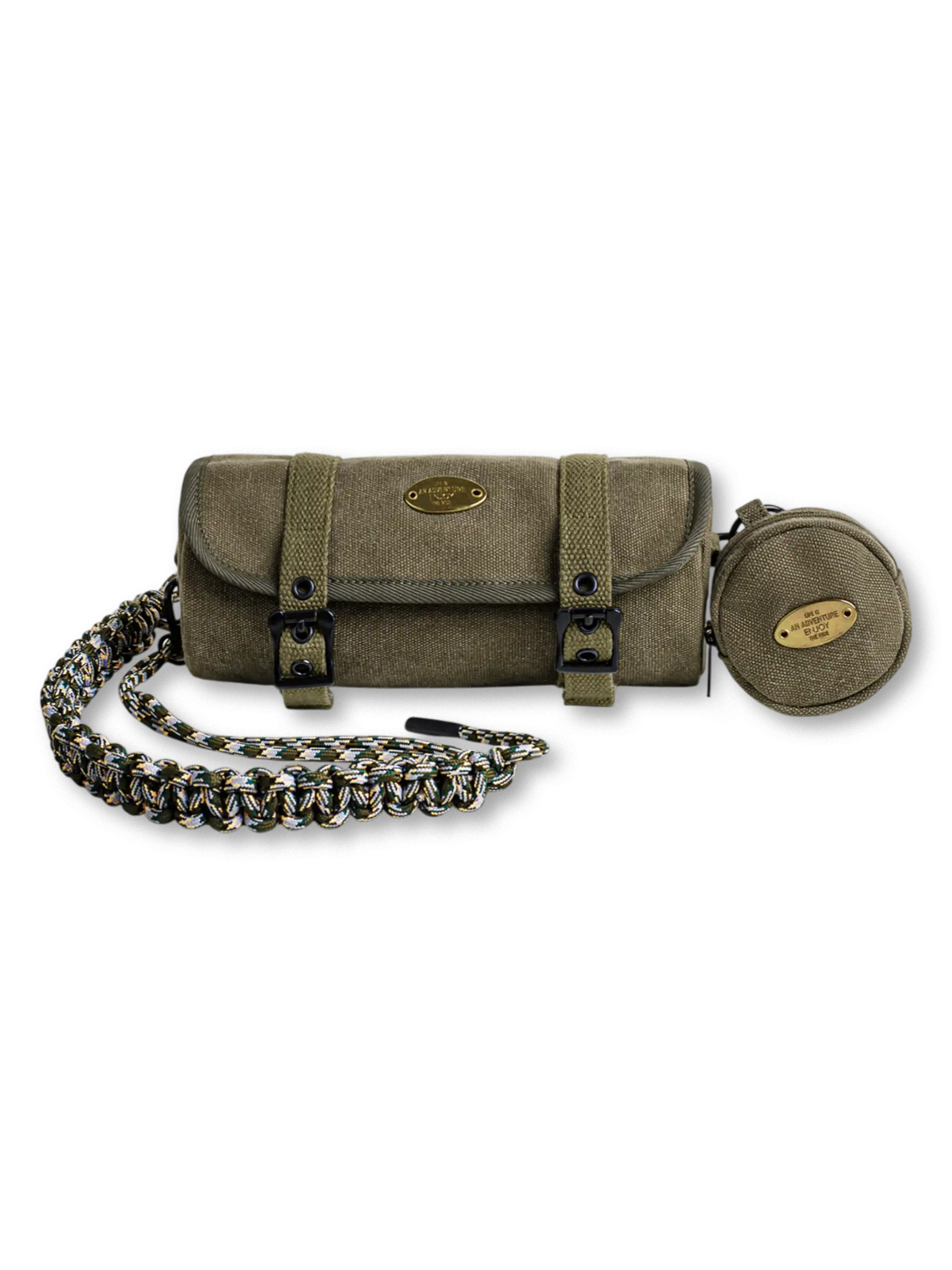 ヴィンテージキャンバス 丸型クロスボディバッグ 子母ポーチ付き メンズ 通勤 小型ショルダー