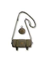 ヴィンテージキャンバス 丸型クロスボディバッグ 子母ポーチ付き メンズ 通勤 小型ショルダー